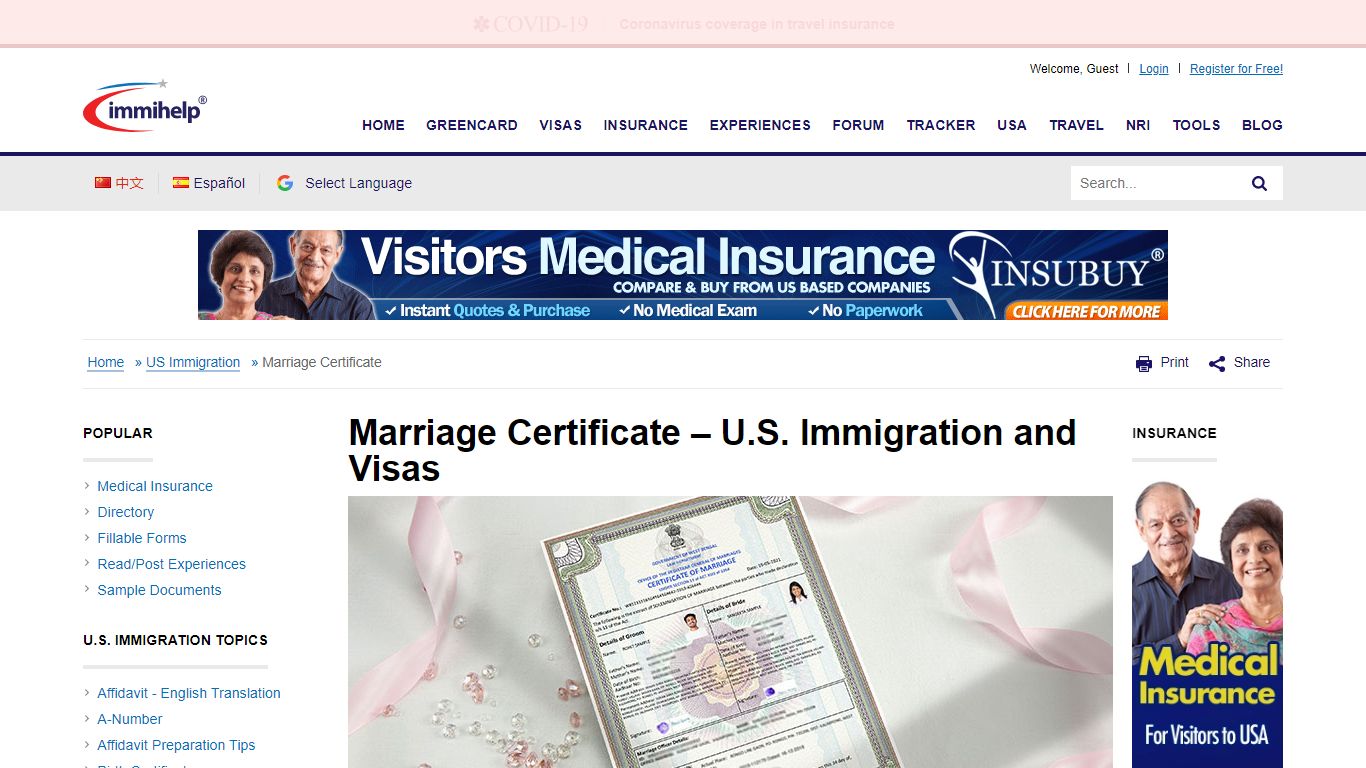 Marriage Certificate - U.S. Immigration and Visas - Immihelp